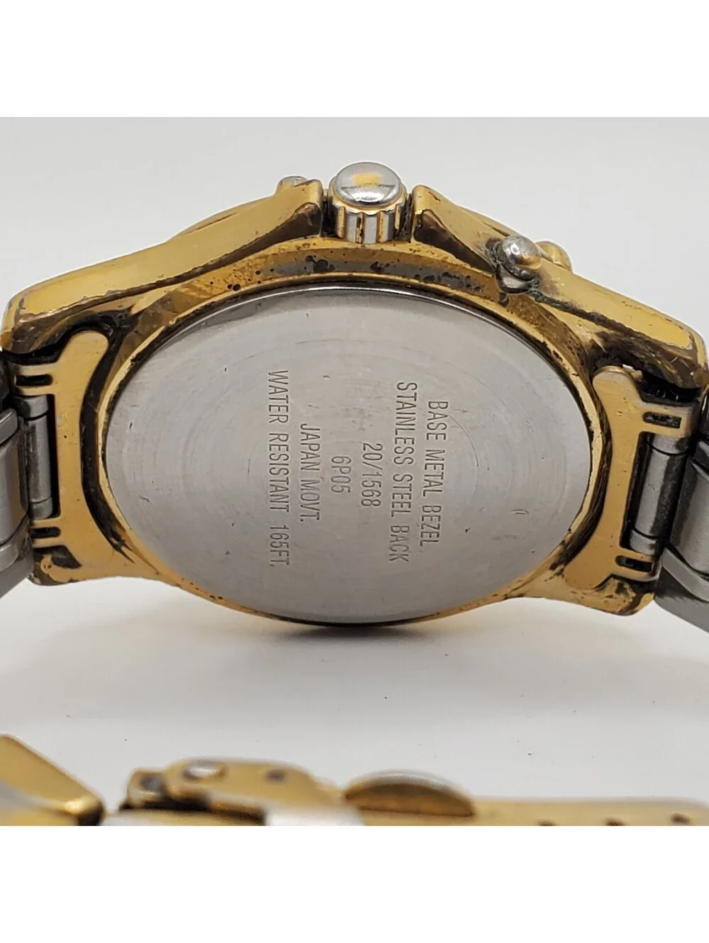 Armitron Multifunction Watch Men 37mm Gold Tone Rotating Bezel New Battery